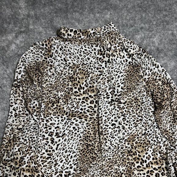 Dalia Collection Animal Print Tunic Shirt Women's XL Brown Blouse 100% Rayon - Picture 13 of 16